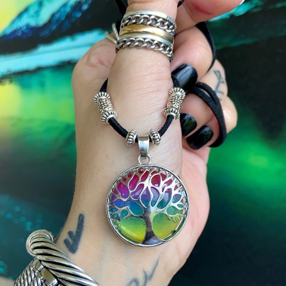 Tree of life boho suede adjustable choker necklace - Picture 2 of 8